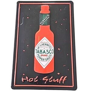 Metal Tabasco Sign Black Red Green Bar Restraunt Kitchen 12" Tall x 8" Wide